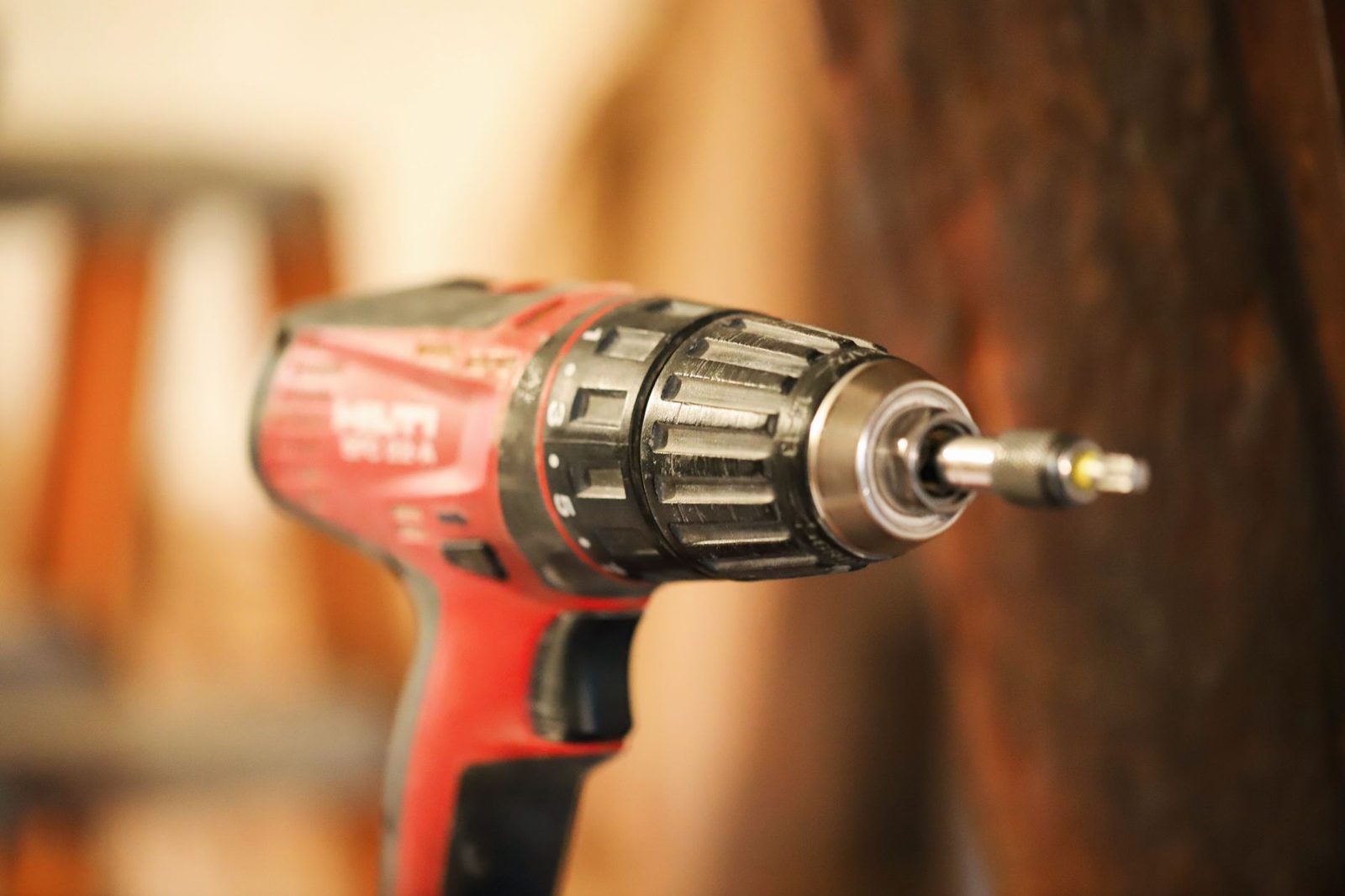 A cordless drill/driver in use